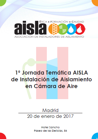 Díptico de la 1º Jornada Temática AISLA de Instalación de Aislamiento en Cámara de Aire