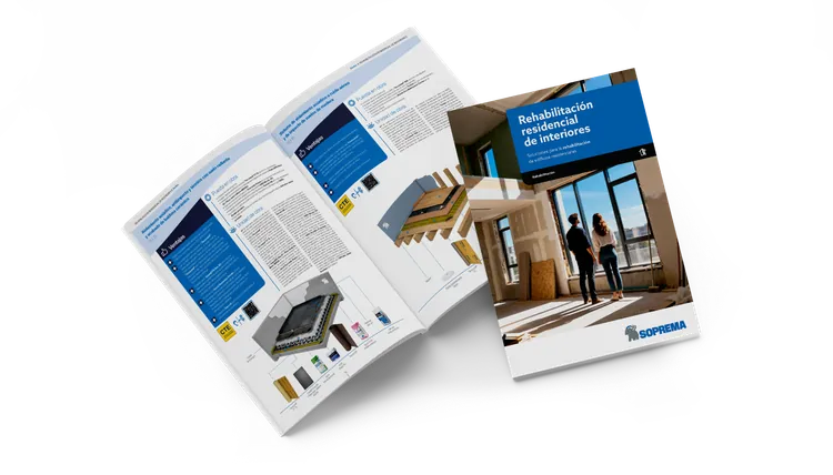 mockup catalogo SOPREMA transparente 1 Catálogo de rehabilitación de interiores de SOPREMA. con soluciones constructivas y sistemas de aislamiento