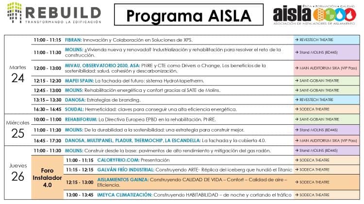 Itinerario REBUILD 26 AISLA 1 Programa de ponencias de asociados de AISLA en REBUILD 2026