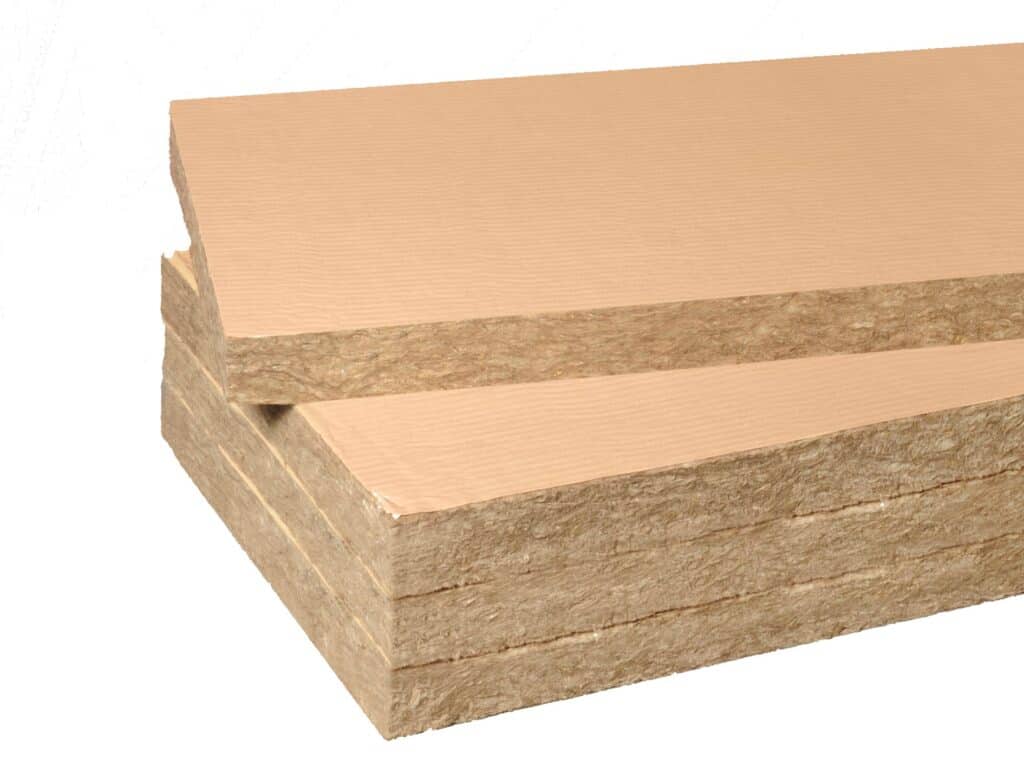 1.2.1 Plancha revestida con papel Kraft Plancha de lana mineral revestida con papel kraft para aislamiento térmico.