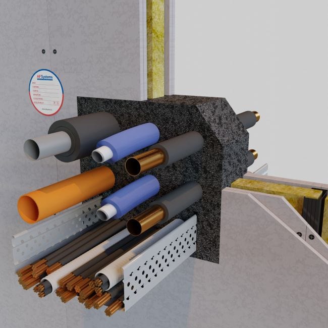 AF GRAPHIT FOAM 2 AF GRAPHIT FOAM es una espuma de poliuretano bicomponente con añadido de grafito y certificada según la norma EN 1366-3 para la protección hasta en clase EI 180 de pasos de instalaciones mecánicas y eléctricas, en paredes y forjados.