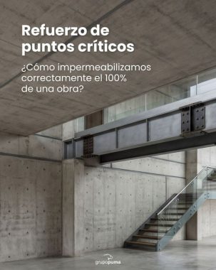 Estructura de hormigón con encuentros y juntas constructivas utilizada para ilustrar el refuerzo de puntos críticos en sistemas de impermeabilización.