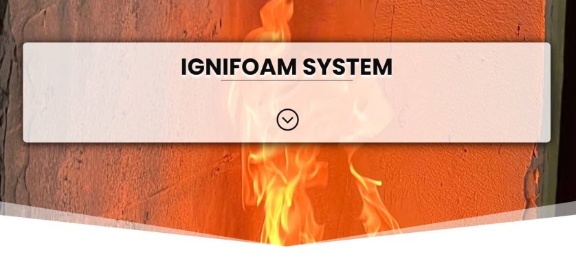 Espuma de poliuretano Ignifoam System con mortero protector aplicado en fachada.