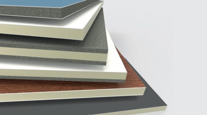 Paneles sandwich de Multipanel con núcleo aislante de poliestireno extruido y chapas de aluminio termolacadas en diferentes acabados.